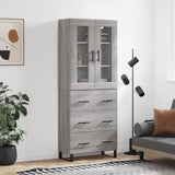 Highboard grå sonoma 69,5x34x180 cm konstruert tre