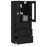 Highboard svart 69,5x34x180 cm konstruert tre