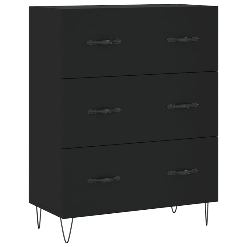 Highboard svart 69,5x34x180 cm konstruert tre