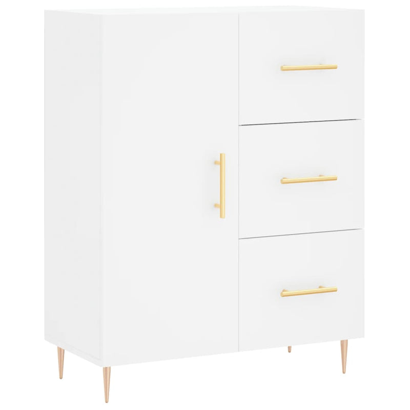 Highboard hvit 69,5x34x180 cm konstruert tre