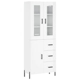 Highboard høyglans hvit 69,5x34x180 cm konstruert tre