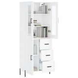 Highboard høyglans hvit 69,5x34x180 cm konstruert tre