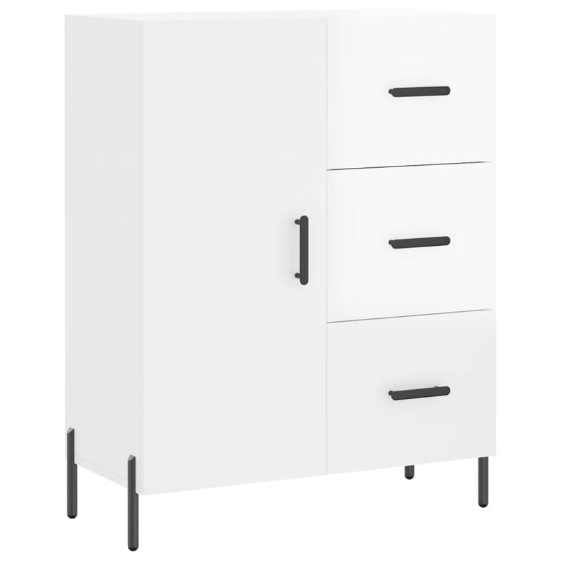 Highboard høyglans hvit 69,5x34x180 cm konstruert tre