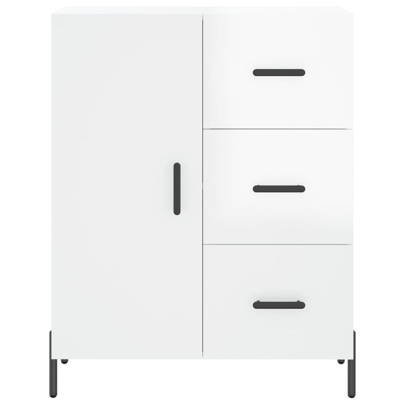 Highboard høyglans hvit 69,5x34x180 cm konstruert tre