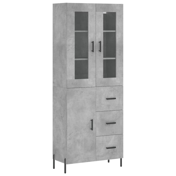 Highboard betong grå 69,5x34x180 cm konstruert tre