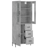 Highboard betong grå 69,5x34x180 cm konstruert tre