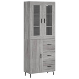 Highboard grå sonoma 69,5x34x180 cm konstruert tre