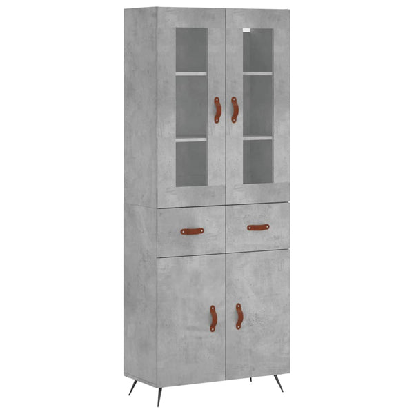 Highboard betong grå 69,5x34x180 cm konstruert tre