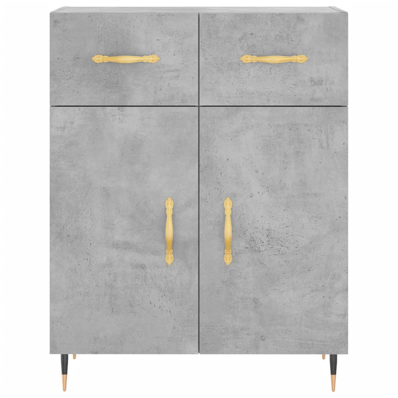 Highboard betong grå 69,5x34x180 cm konstruert tre