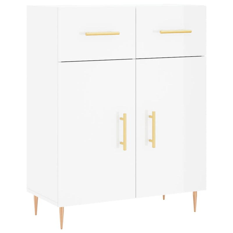 Highboard høyglans hvit 69,5x34x180 cm konstruert tre