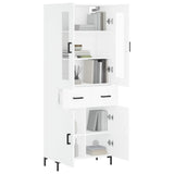 Highboard hvit 69,5x34x180 cm konstruert tre