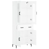 Highboard hvit 69,5x34x180 cm konstruert tre