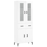 Highboard høyglans hvit 69,5x34x180 cm konstruert tre