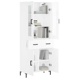 Highboard høyglans hvit 69,5x34x180 cm konstruert tre