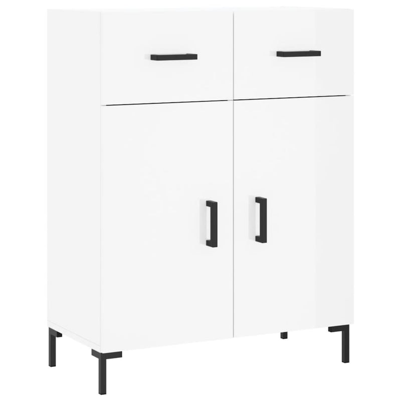 Highboard høyglans hvit 69,5x34x180 cm konstruert tre