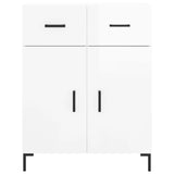 Highboard høyglans hvit 69,5x34x180 cm konstruert tre