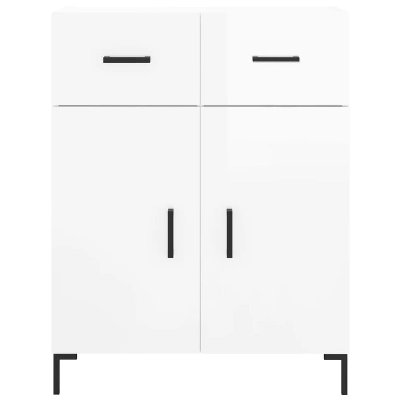 Highboard høyglans hvit 69,5x34x180 cm konstruert tre