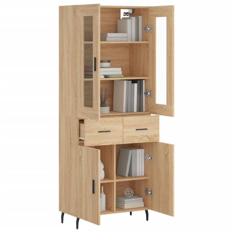 Highboard sonoma eik 69,5x34x180 cm konstruert tre