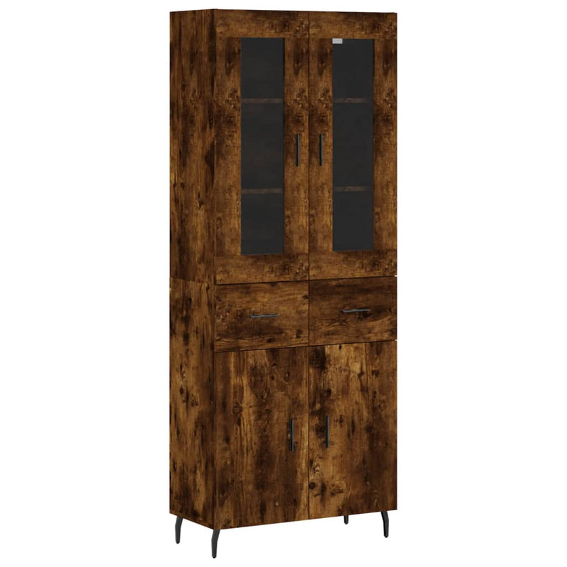 Highboard røkt eik 69,5x34x180 cm konstruert tre