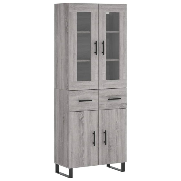 Highboard grå sonoma 69,5x34x180 cm konstruert tre