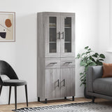 Highboard grå sonoma 69,5x34x180 cm konstruert tre