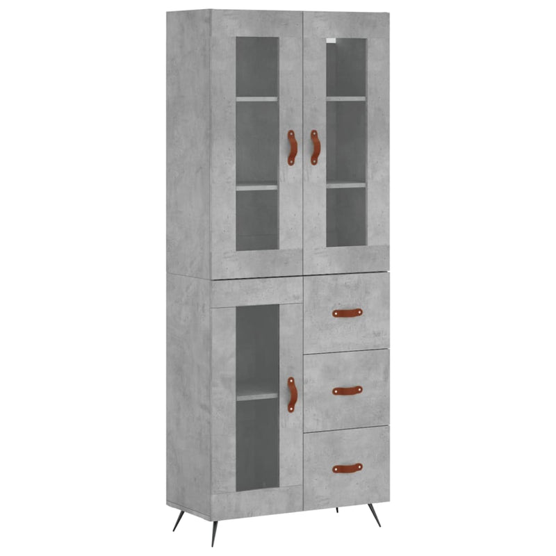 Highboard betong grå 69,5x34x180 cm konstruert tre