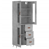 Highboard betong grå 69,5x34x180 cm konstruert tre