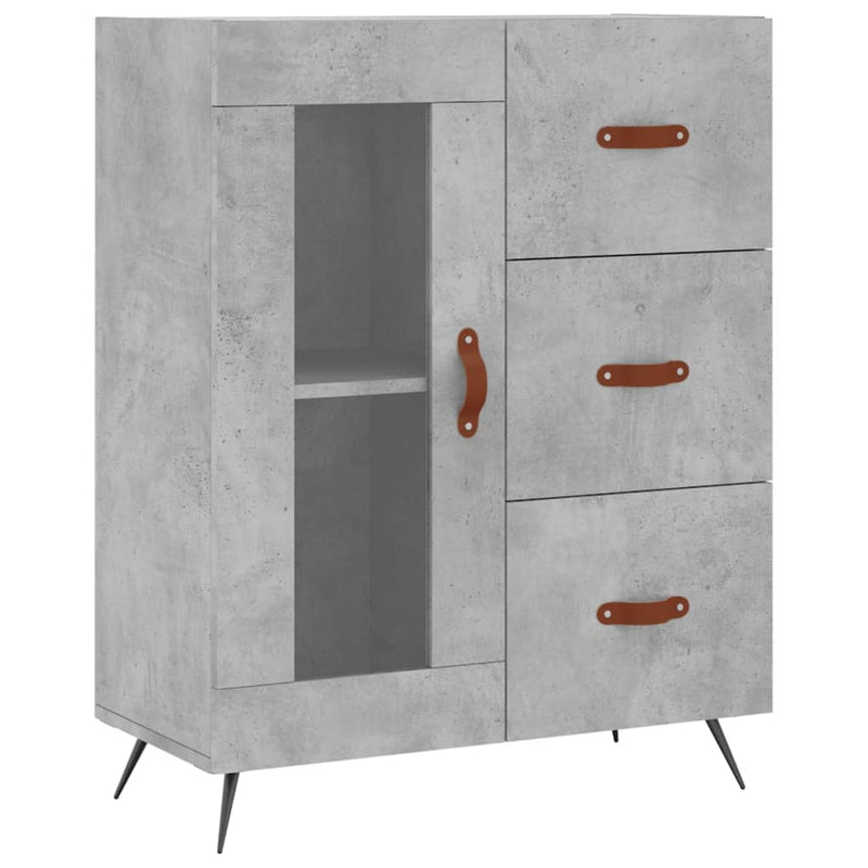 Highboard betong grå 69,5x34x180 cm konstruert tre