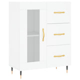 Highboard hvit 69,5x34x180 cm konstruert tre