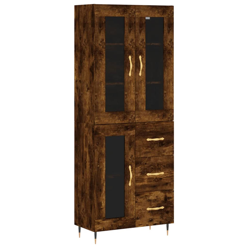 Highboard røkt eik 69,5x34x180 cm konstruert tre