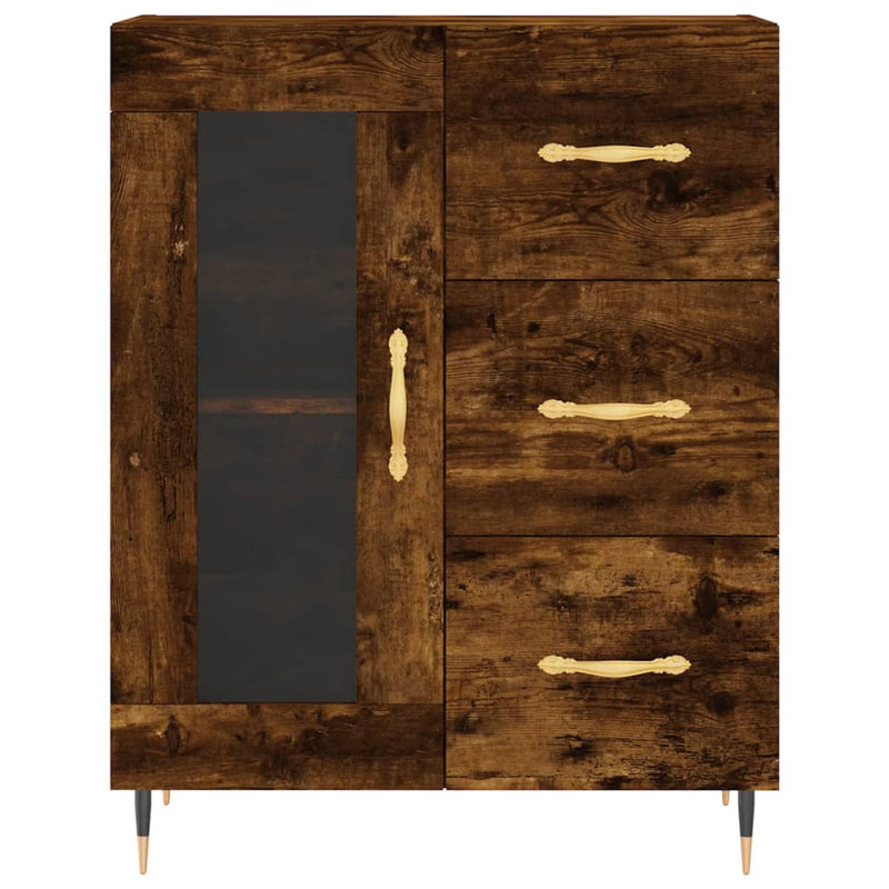 Highboard røkt eik 69,5x34x180 cm konstruert tre