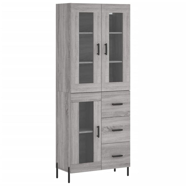 Highboard grå sonoma 69,5x34x180 cm konstruert tre