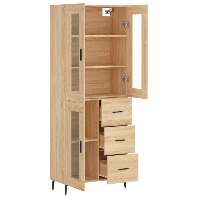 Highboard sonoma eik 69,5x34x180 cm konstruert tre