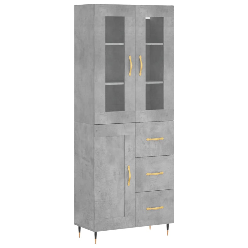 Highboard betong grå 69,5x34x180 cm konstruert tre