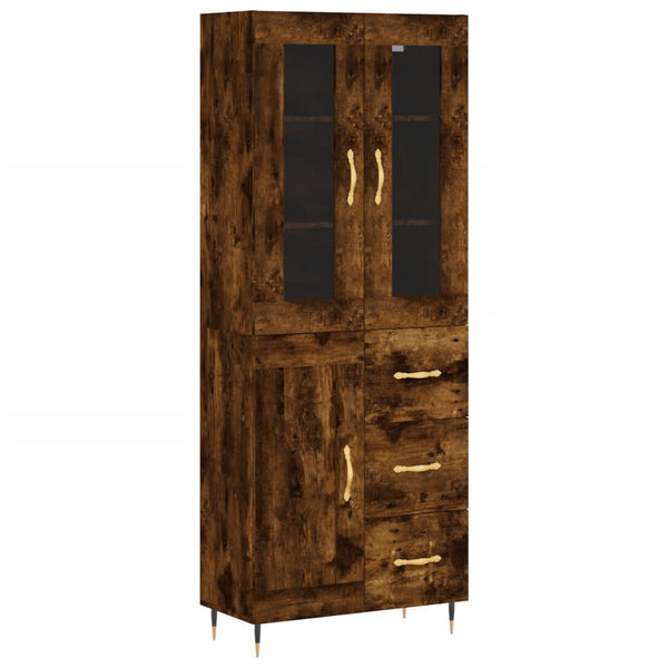 Highboard røkt eik 69,5x34x180 cm konstruert tre