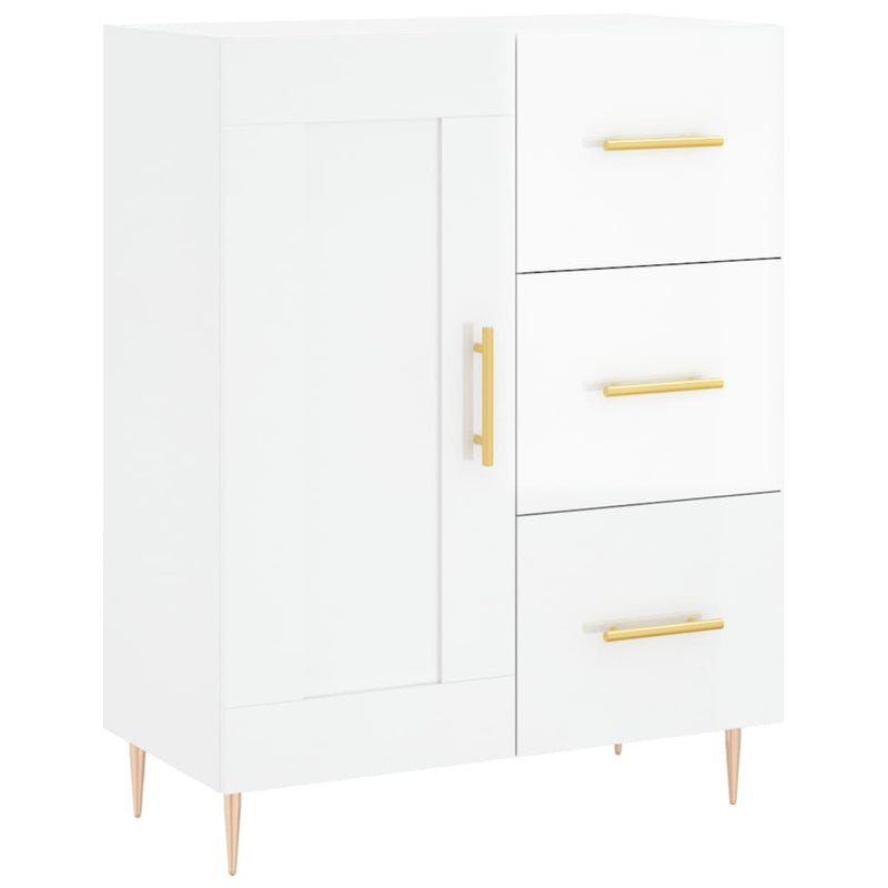 Highboard høyglans hvit 69,5x34x180 cm konstruert tre