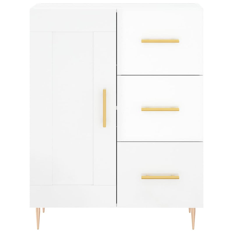 Highboard høyglans hvit 69,5x34x180 cm konstruert tre