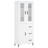 Highboard hvit 69,5x34x180 cm konstruert tre