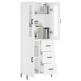 Highboard hvit 69,5x34x180 cm konstruert tre