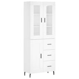 Highboard hvit 69,5x34x180 cm konstruert tre