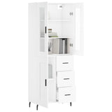 Highboard hvit 69,5x34x180 cm konstruert tre