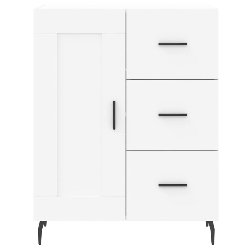 Highboard hvit 69,5x34x180 cm konstruert tre