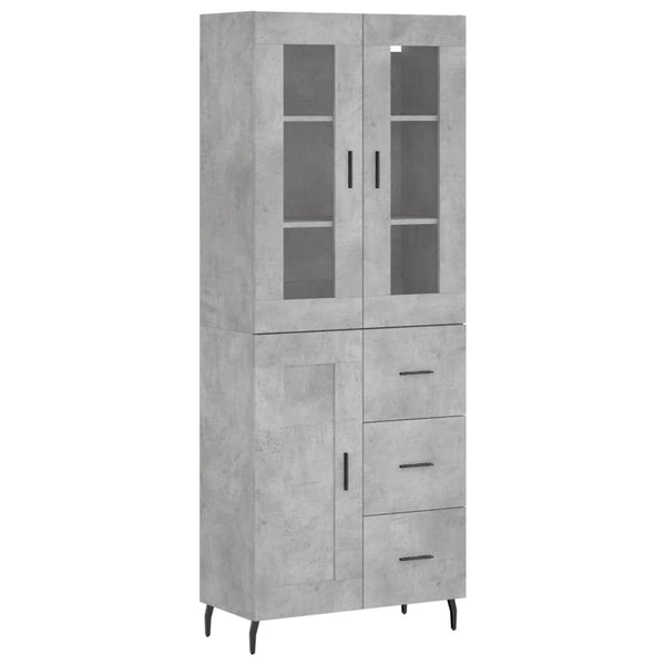 Highboard betong grå 69,5x34x180 cm konstruert tre