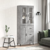 Highboard betong grå 69,5x34x180 cm konstruert tre