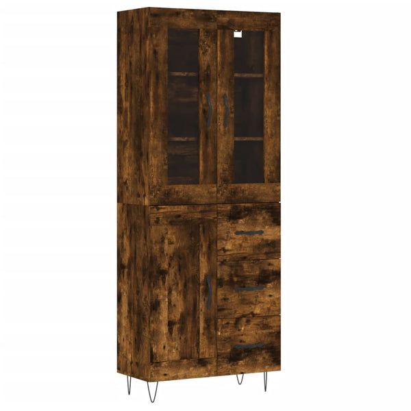 Highboard røkt eik 69,5x34x180 cm konstruert tre