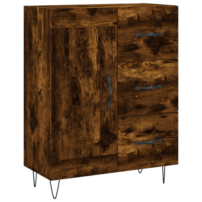 Highboard røkt eik 69,5x34x180 cm konstruert tre