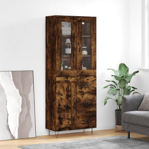 Highboard røkt eik 69,5x34x180 cm konstruert tre