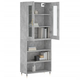 Highboard betong grå 69,5x34x180 cm konstruert tre