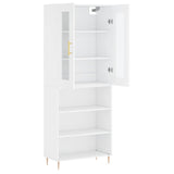 Highboard hvit 69,5x34x180 cm konstruert tre