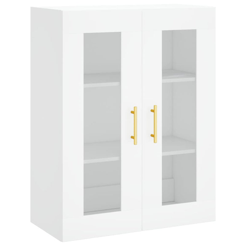 Highboard hvit 69,5x34x180 cm konstruert tre